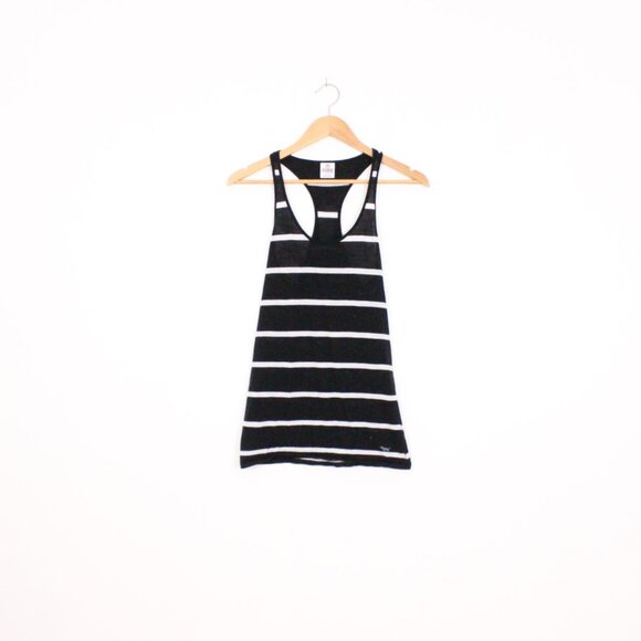 *Pink Black and White Racer Back Stripped Tank Top - Picture 3 of 6